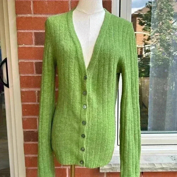 🧨Ca Va de Soi Wool Blend Green Cardigan Sweater SZ L - Picture 1 of 11